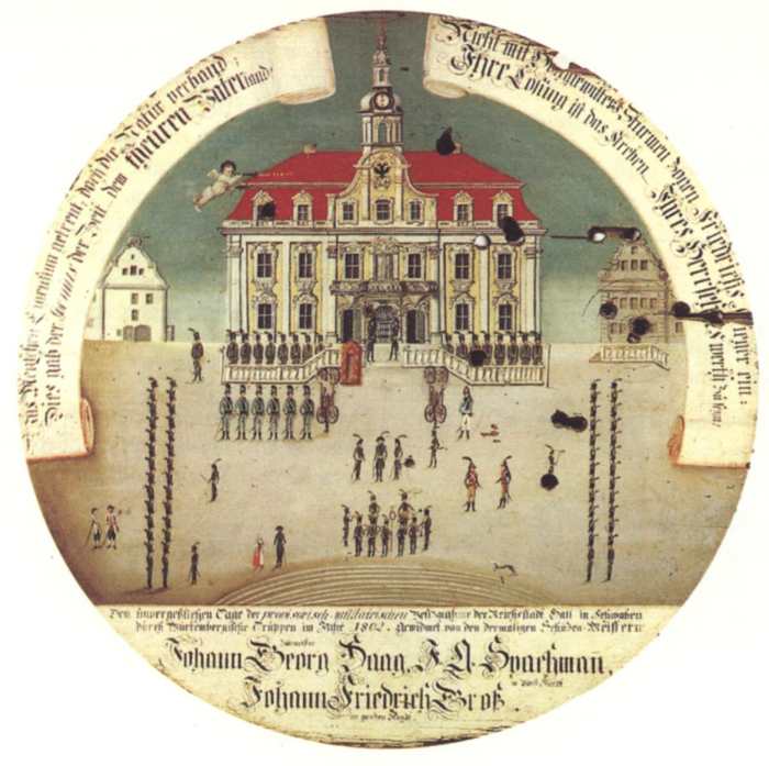 The 1802 mediatization of Hall in contemporary imagery, Schwabisch Hall is where the novel takes place.