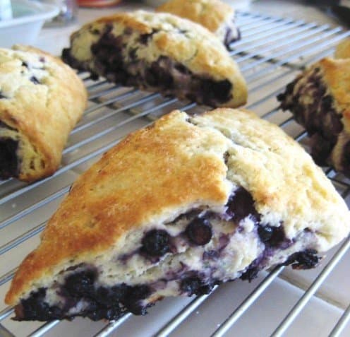 Blueberry scones are the perfect breakfast treat. Stuffed full of blueberries, these biscuits offer color and flavor.