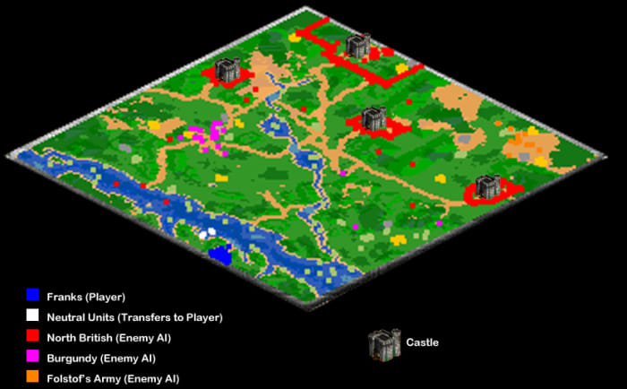 Expanded view of what the minimap looks like at start. Keep in mind, both Purple and Orange expand quickly.