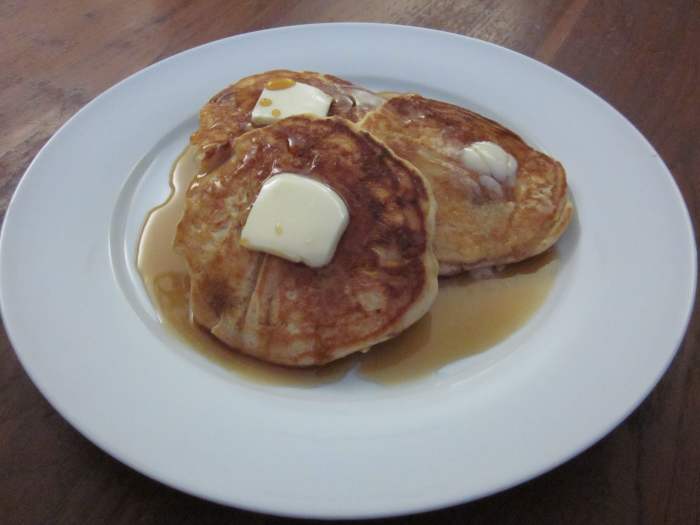 Apple and Oat Pancakes make a delicious weekend breakfast treat.