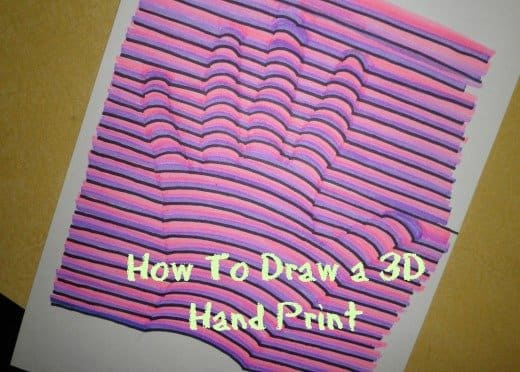 3D HandPrint. Finished art work I drew of my hand. Colored with marking pens and a sharpie.