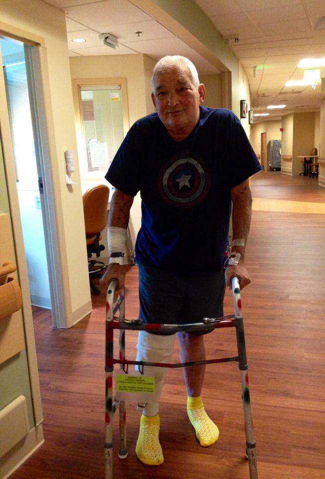 This photo was taken by me, the day after total knee replacement surgery at Florida Hospital East Orlando.