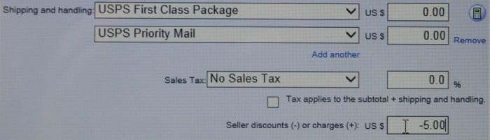 This is the eBay invoice form where a seller can issue a discount before a buyer pays for their purchases.