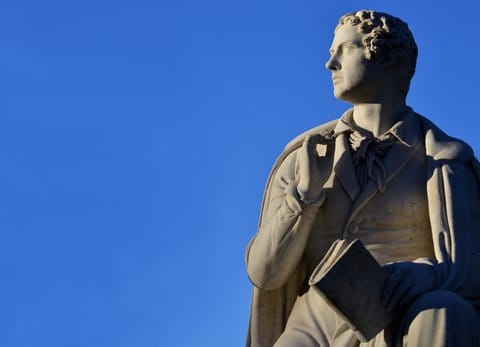 Statue of Lord Byron (George Gordon) one of the seven English Romantic poets