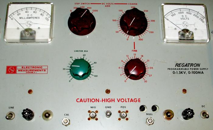 A high voltage power vacuum tube power supply. It is capable of supplying +/- 1500 Vdc with 0 - 100mA output.