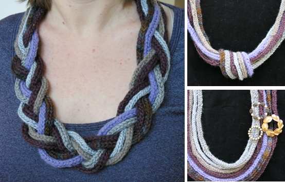 How to make simple statement necklaces using knitted i-cord: three different designs