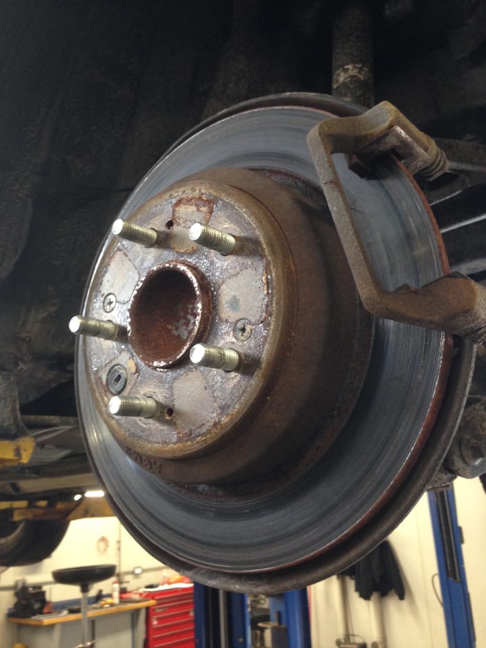 This rotor has actually turned blue from countless times the thin layer of rust has been scraped off by the pads.