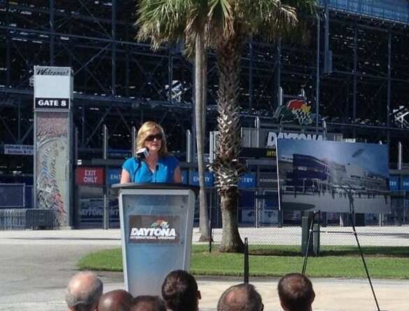 ISC CEO Lesa France Kennedy, announcing major changes to the Daytona track designed to draw more fans to the race