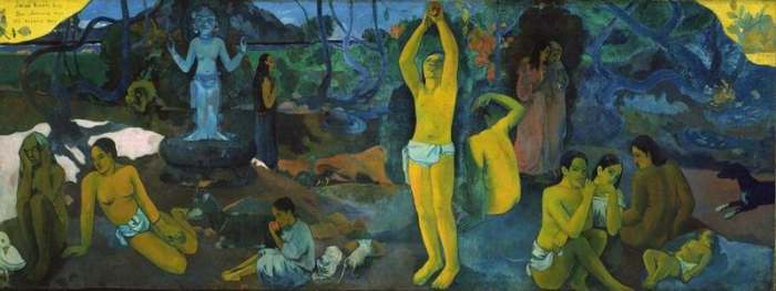 "Where Do We Come From? What Are We? Where Are We Going?" (1897) Boston Museum of Fine Arts. Paul Gauguin's masterpiece painting.