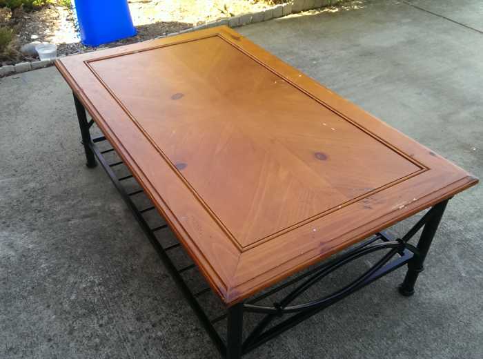 this is the old finish. I really liked it, but it was stained up and nasty from food spills, nail polish remover, pen marks...you name it it was on here and had ruined the finish.
