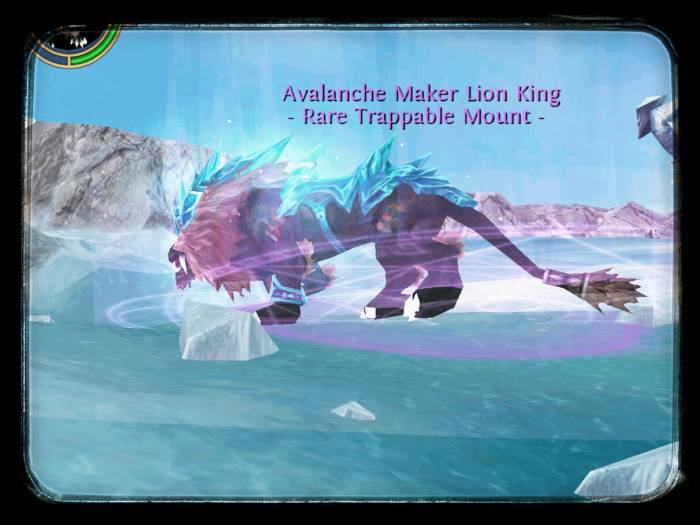 Rare Epic Avalanche Maker lion mount in Ice Field Gullet.