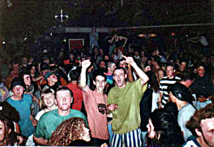 The rave phenomenon in northern England, early 1990s. Picture taken at Hacketts, Blackpool.