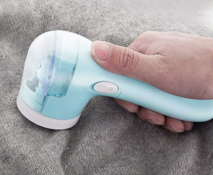 A fabric shaver is an effective way to remove lint bobbles. The razor blade is enclosed for safety.
