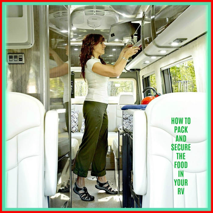 The best and safest ways to pack, organize and store the food you take with you on RV trips.