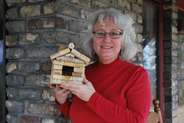 My friend is so very proud of her birdhouse she made with recycled wine corks! Birds won't whine when they move into this house!