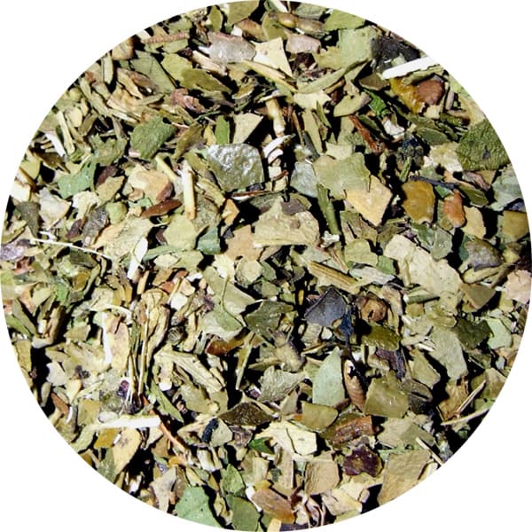 Yerba mate comes as bunch of very small pieces, much like fannings in low-quality tea. The bits are varying colors of green, tan and brown.