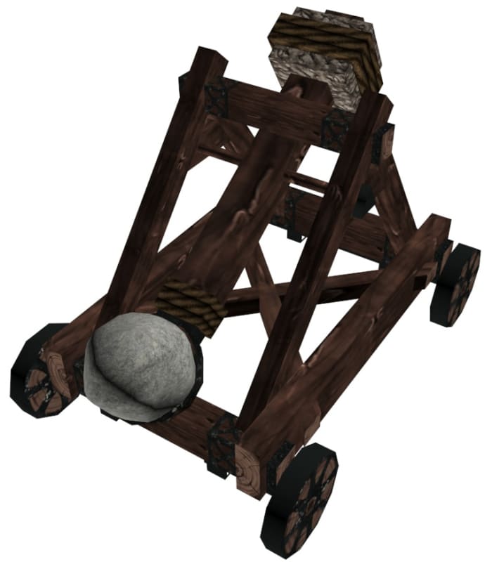 A Roman catapult was used to fire heavy objects at the enemy.