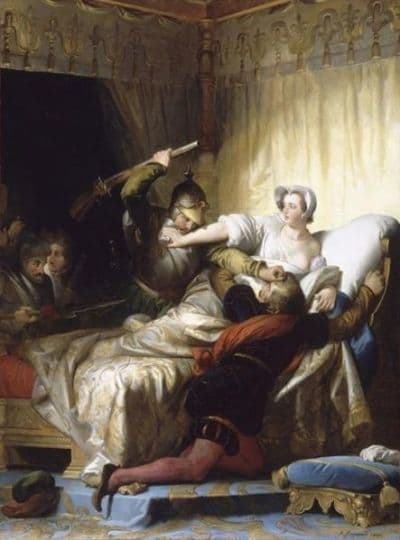 Scene in the bedroom of Marguerite de Valois during the St. Bartholomew's Day massacre--In The Louvre Museum