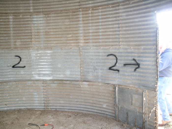 Next, spray paint a #2 on all the sheets on this ring (sweep dust off, as necessary). This will become important during re-assembly. If you screw up and put a sheet that goes on Ring 3 on the bottom ring, your bin will most likely collapse.