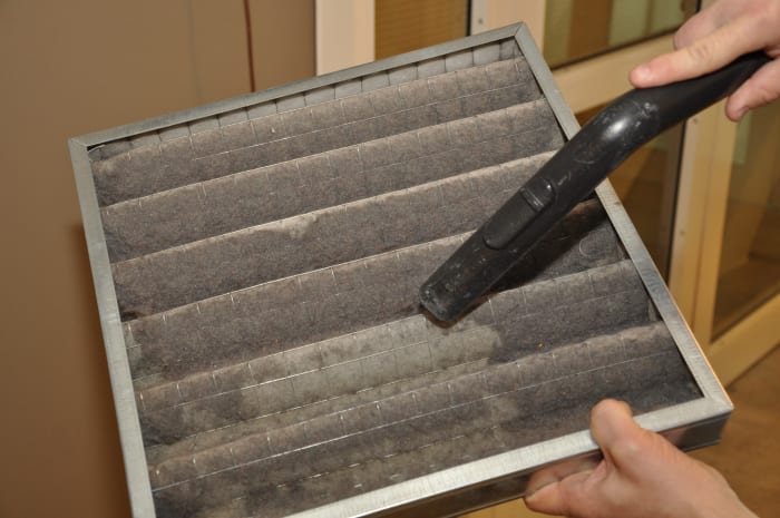 Dirty and clogged air filters like this can sometimes be the cause of mold in your vents, which is why it's important to clean or replace them periodically.