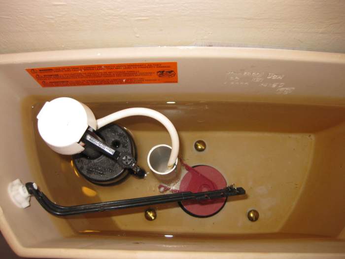 Note the three screws in this Kohler toilet. It requires a triangular tank to bowl gasket that is specific to this brand of toilets.