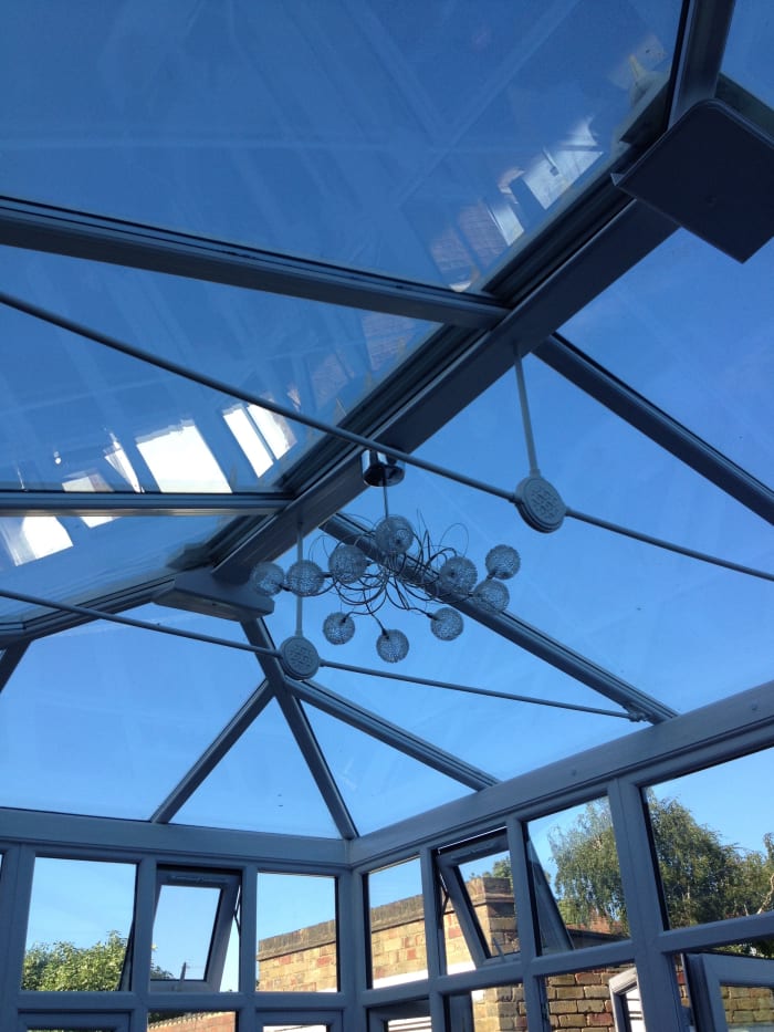 The odd shape of our conservatory made it difficult to find a suitable, cheap shade option.