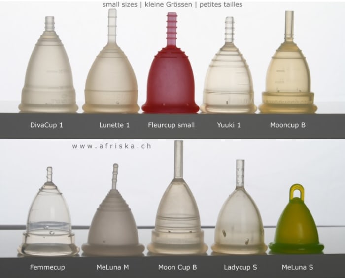 Menstrual cups are available in many different shapes and sizes from different manufacturers.