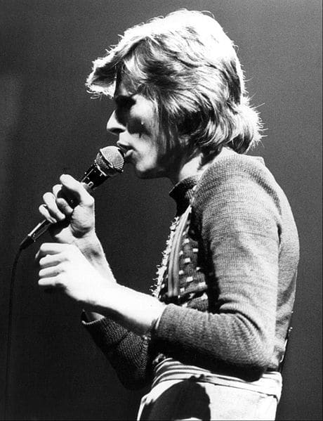Tight shirts, high waisted pants, a thin build, and shag style hair typify 1970s style for men and women
