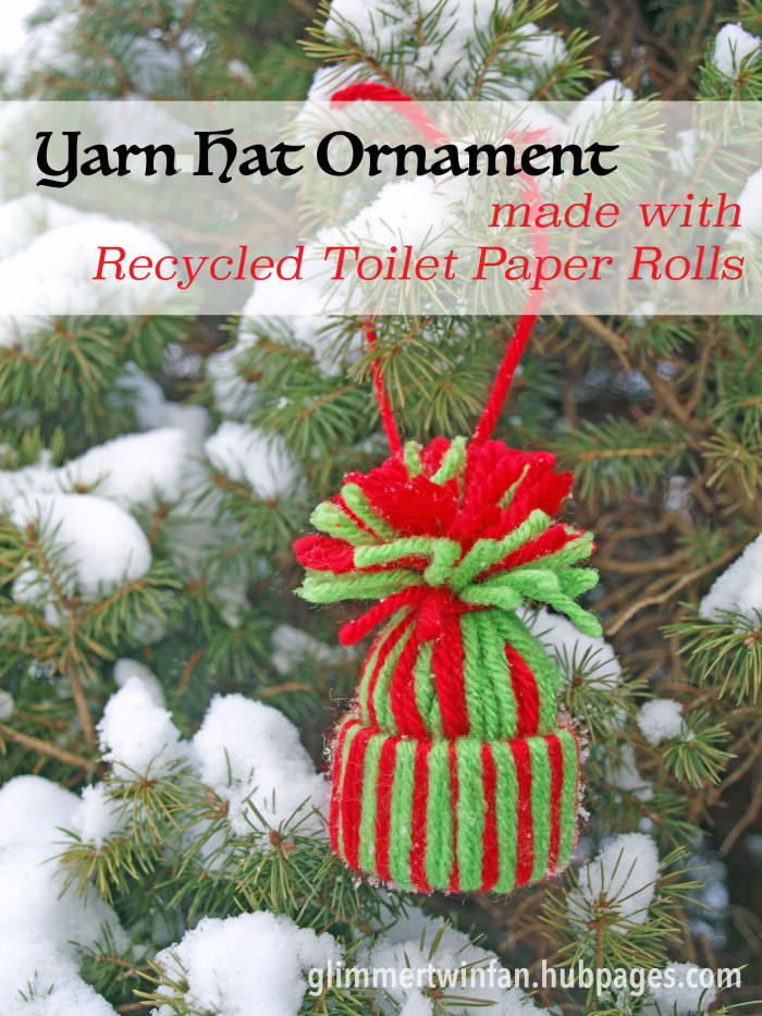 Cute and easy to make, this yarn hat ornament made with recycled toilet paper rolls will be one your favorite holiday decorations.