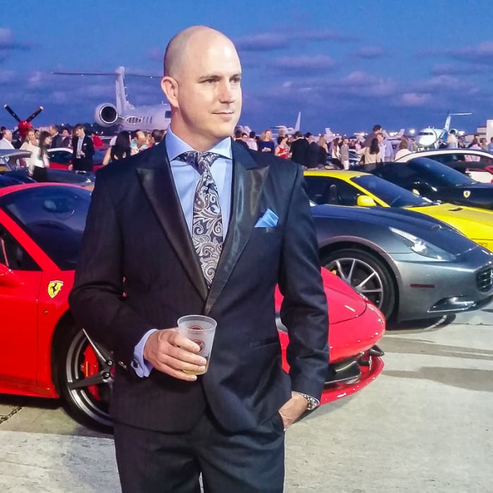TIgorico created this one-of-a-kind suit for his American friend, John Dougan. This stunning suit is made from the finest deep-blue Super 200 with silk grosgrain lapels. Pricing is valued at more than $10,000. It is accented with a Meucci tie.