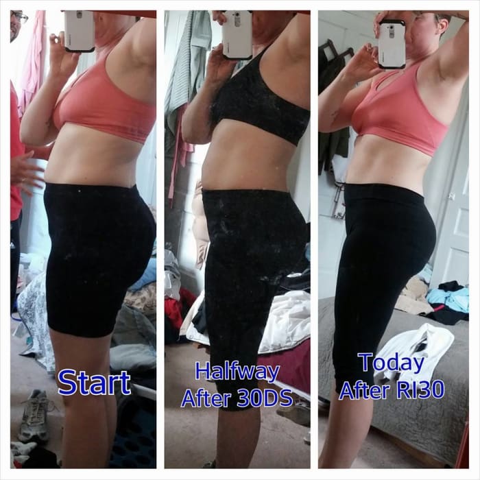 I tarted the 30-Day Shred on April 20 and ended on May 27th. I started Ripped in 30 on May 28th and ended on June 29th.
