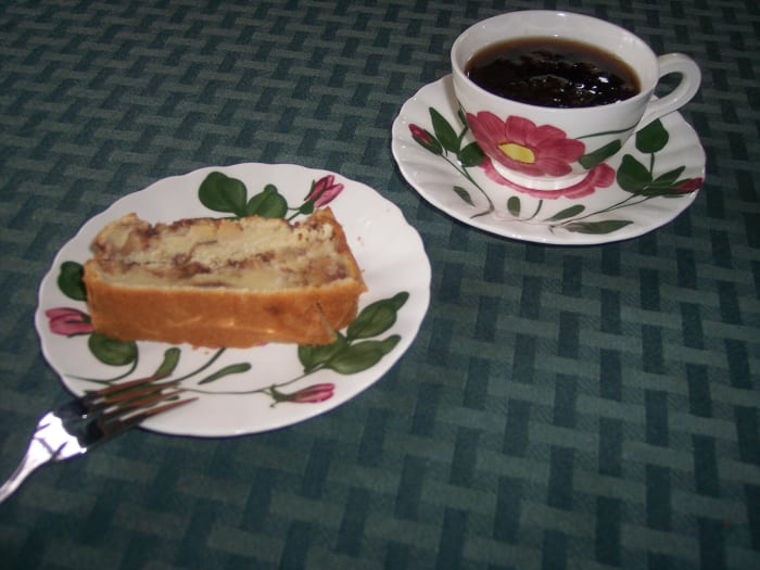 Apple Bread Served on Vintage Blue Ridge Pottery Dishes