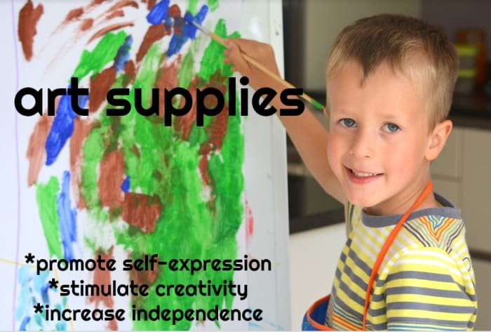 Preschoolers don't need expensive STEM toys, but they do need plenty of art materials to stimulate their creativity: paints, brushes, paper, markers, chalk, colored pencils, and crayons.