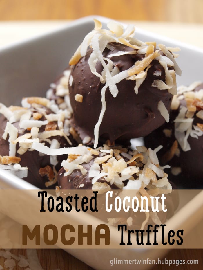Easy toasted coconut mocha truffle recipe made with brownie mix and only a few other ingredients.