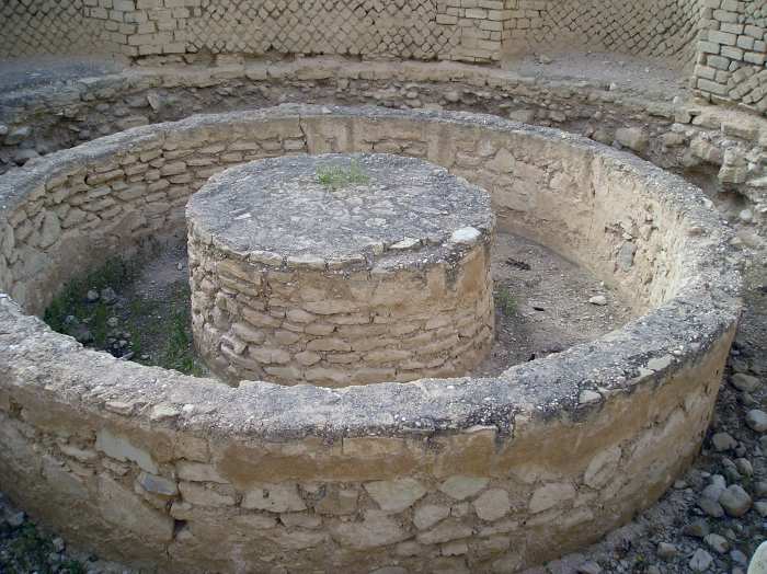 The remains of Herod's Palace in Jericho. The building is made of a combination of ancient mud bricks and stone.