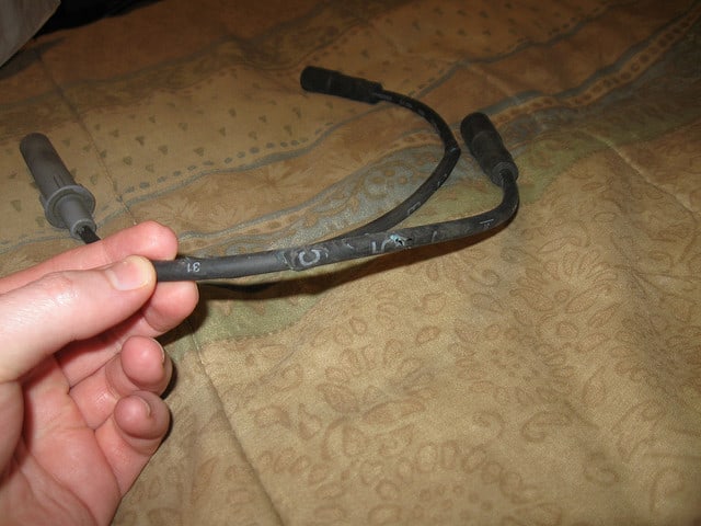 Change the spark wires at the interval the manufacturer recommends or at the first sign of trouble or damage.