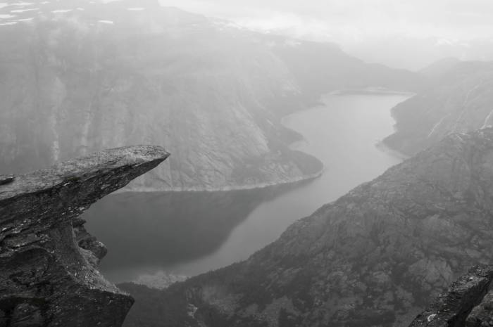 The awesome solitude of Trolltunga. The rock makes for a fantastic Trolltunga photo oportunity.