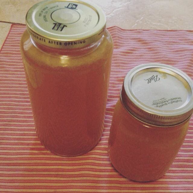 Your broth should have a beautiful golden color when ready. Simply store in mason jars in the freezer, or for a few days in the fridge, if you know it's not going to be around for very long.