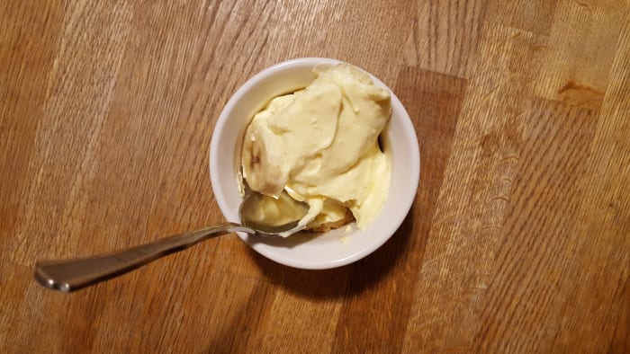 Once you're ready get a spoon and enjoy this classic dessert. This is Ava's picture of the finished product. She's a shutter bug. Love ya girl.