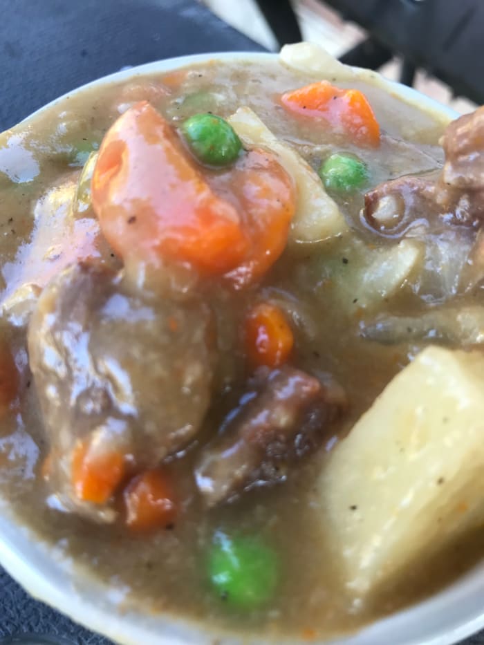 Tender, succulent beef simmers with onion, carrot, celery and potatoes in wine and beef broth for a perfect bowl of warming comfort. Serve with crusty bread and a green salad for the ultimate comfort food meal.