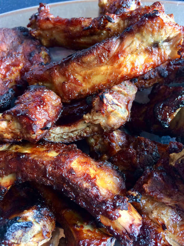 I'm in love with these pork belly ribs with homemade BBQ sauce! Grill for the last ten minutes to get that lovely grilled BBQ finish.