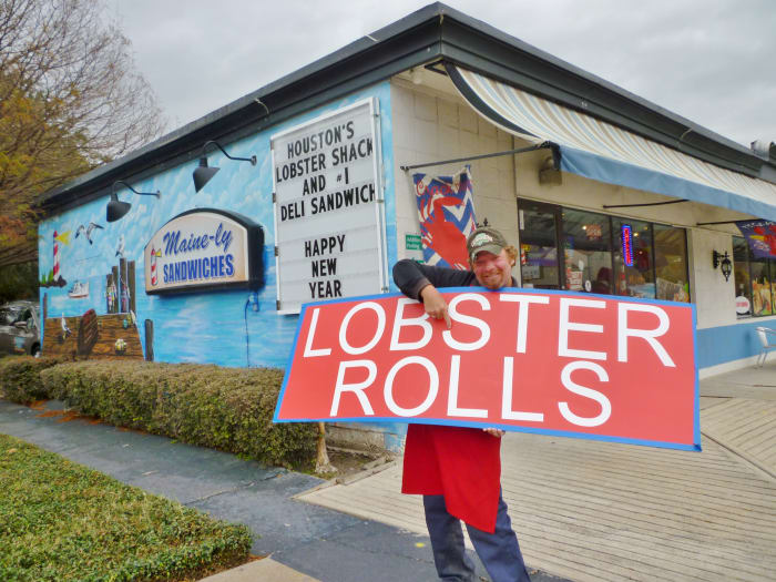 Maine-ly Sandwiches. The man holding the sign gave me permission to take and publish his photo.