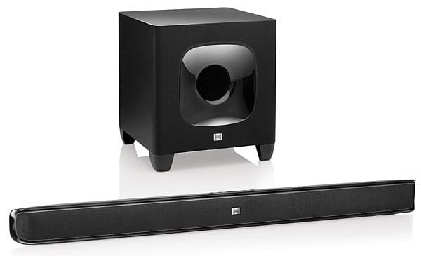 The JBL Cinema Soundbar features wireless connection with the subwoofer, Soundshift functionality, which lets you quickly play your smart device audio through the speakers, Bluetooth support, and much more.
