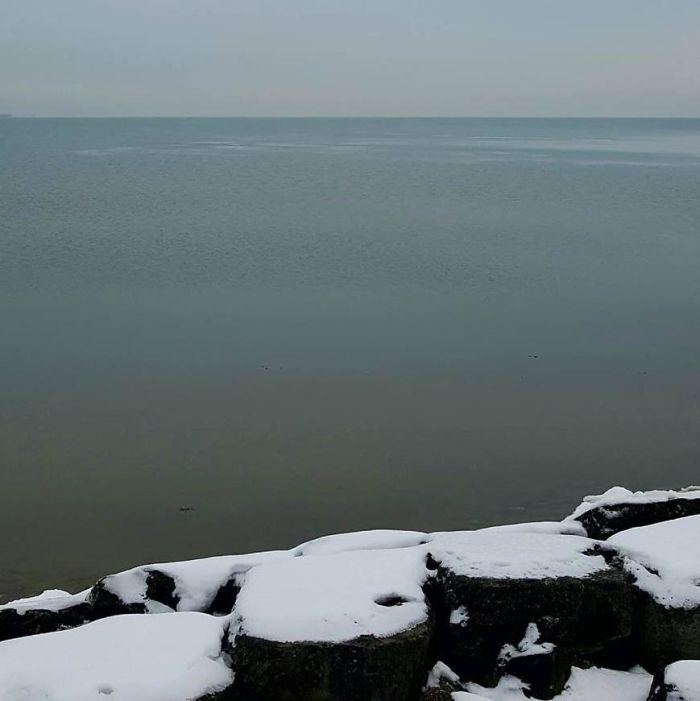 A picture of Lake Erie on the shore of East Harbor State Park in Ohio - A beautiful place to visit during the winter.