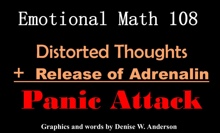 Distorted thought patterns are like a match put on gasoline when they accompany the release of adrenaline. The immediate result is panic.