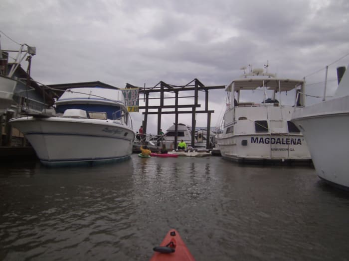 Yes, the theme to Gilligan's Island was sung dockside as we pulled out into the gray mist and rough waters.