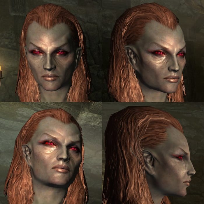 You can play to or play with racial stereotypes. With this character, I tried to do both: give her both a 'classic' Dark Elf feel and a unique look.