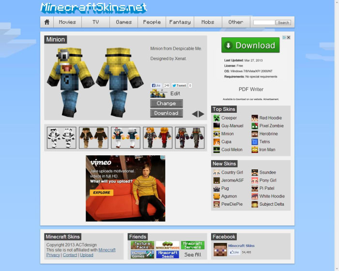 Minecraft Skins features high-quality skins but has a smaller selection.