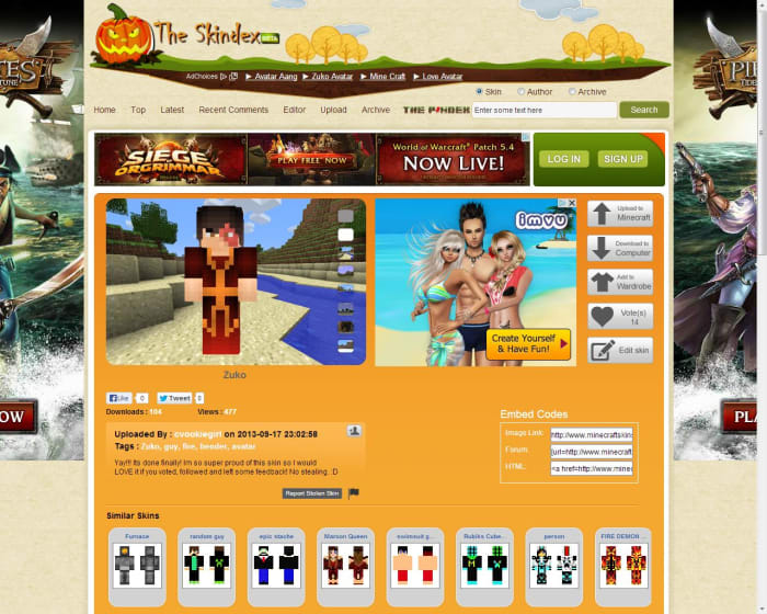 The Skindex has a large selection of skins for use and a basic skin editor.