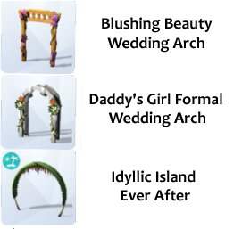 You can select from these three wedding arches. Each comes in a variety of colors.